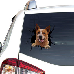 Red Heeler Crack Window Decal Custom 3d Car Decal Vinyl Aesthetic Decal Funny Stickers Home Decor Gift Ideas Car Vinyl Decal Sticker Window Decals, Peel and Stick Wall Decals