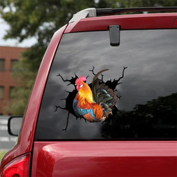 Rooster Crack Window Decal Custom 3d Car Decal Vinyl Aesthetic Decal Funny Stickers Cute Gift Ideas Ae10996 Car Vinyl Decal Sticker Window Decals, Peel and Stick Wall Decals 18x18IN 2PCS