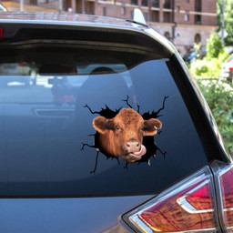 Red Angus Cow Crack Window Decal Custom 3d Car Decal Vinyl Aesthetic Decal Funny Stickers Home Decor Gift Ideas Car Vinyl Decal Sticker Window Decals, Peel and Stick Wall Decals 12x12IN 2PCS