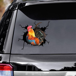 Rooster Crack Window Decal Custom 3d Car Decal Vinyl Aesthetic Decal Funny Stickers Cute Gift Ideas Ae10996 Car Vinyl Decal Sticker Window Decals, Peel and Stick Wall Decals
