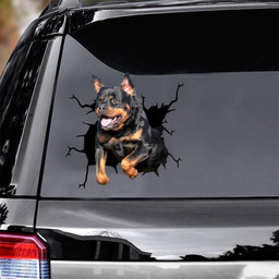 Rottweiler Crack Vinyl Car Decals For Windows Lovable Custom Sticker Labels Best White Elephant Gifts Car Vinyl Decal Sticker Window Decals, Peel and Stick Wall Decals
