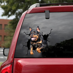 Rottweiler Crack Vinyl Car Decals For Windows Lovable Custom Sticker Labels Best White Elephant Gifts Car Vinyl Decal Sticker Window Decals, Peel and Stick Wall Decals 18x18IN 2PCS