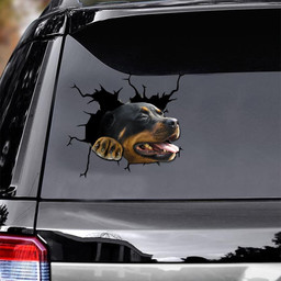 Rottweiler Crack Window Decal Custom 3d Car Decal Vinyl Aesthetic Decal Funny Stickers Cute Gift Ideas Ae11006 Car Vinyl Decal Sticker Window Decals, Peel and Stick Wall Decals