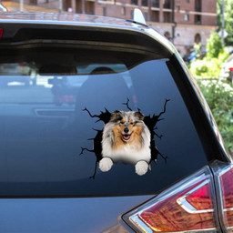 Rough Collie Crack Window Decal Custom 3d Car Decal Vinyl Aesthetic Decal Funny Stickers Home Decor Gift Ideas Car Vinyl Decal Sticker Window Decals, Peel and Stick Wall Decals 12x12IN 2PCS