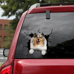 Rough Collie Crack Window Decal Custom 3d Car Decal Vinyl Aesthetic Decal Funny Stickers Home Decor Gift Ideas Car Vinyl Decal Sticker Window Decals, Peel and Stick Wall Decals 18x18IN 2PCS