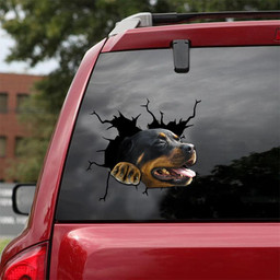 Rottweiler Crack Window Decal Custom 3d Car Decal Vinyl Aesthetic Decal Funny Stickers Cute Gift Ideas Ae11006 Car Vinyl Decal Sticker Window Decals, Peel and Stick Wall Decals 18x18IN 2PCS