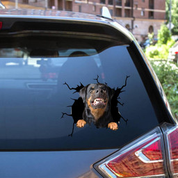 Rottweiler Crack Window Decal Custom 3d Car Decal Vinyl Aesthetic Decal Funny Stickers Cute Gift Ideas Ae11004 Car Vinyl Decal Sticker Window Decals, Peel and Stick Wall Decals 12x12IN 2PCS