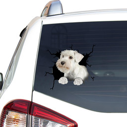Schnauzer Crack Window Decal Custom 3d Car Decal Vinyl Aesthetic Decal Funny Stickers Cute Gift Ideas Ae11027 Car Vinyl Decal Sticker Window Decals, Peel and Stick Wall Decals