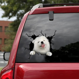 Samoyed Crack Window Decal Custom 3d Car Decal Vinyl Aesthetic Decal Funny Stickers Cute Gift Ideas Ae11019 Car Vinyl Decal Sticker Window Decals, Peel and Stick Wall Decals 18x18IN 2PCS