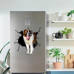Saint Bernard Crack Window Decal Custom 3d Car Decal Vinyl Aesthetic Decal Funny Stickers Home Decor Gift Ideas Car Vinyl Decal Sticker Window Decals, Peel and Stick Wall Decals