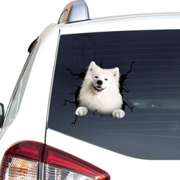 Samoyed Crack Window Decal Custom 3d Car Decal Vinyl Aesthetic Decal Funny Stickers Cute Gift Ideas Ae11018 Car Vinyl Decal Sticker Window Decals, Peel and Stick Wall Decals