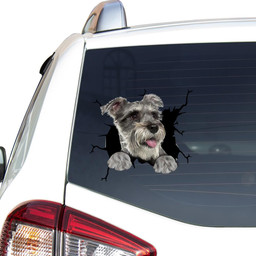 Schnauzer Crack Window Decal Custom 3d Car Decal Vinyl Aesthetic Decal Funny Stickers Cute Gift Ideas Ae11030 Car Vinyl Decal Sticker Window Decals, Peel and Stick Wall Decals
