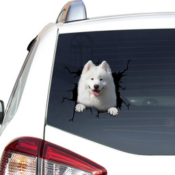 Samoyed Crack Window Decal Custom 3d Car Decal Vinyl Aesthetic Decal Funny Stickers Home Decor Gift Ideas Car Vinyl Decal Sticker Window Decals, Peel and Stick Wall Decals