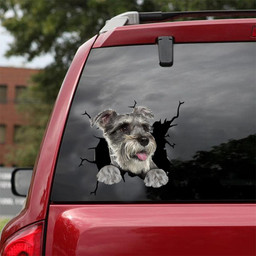 Schnauzer Crack Window Decal Custom 3d Car Decal Vinyl Aesthetic Decal Funny Stickers Cute Gift Ideas Ae11030 Car Vinyl Decal Sticker Window Decals, Peel and Stick Wall Decals 18x18IN 2PCS