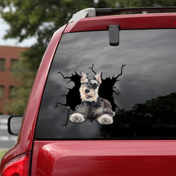 Schnauzer Crack Window Decal Custom 3d Car Decal Vinyl Aesthetic Decal Funny Stickers Cute Gift Ideas Ae11028 Car Vinyl Decal Sticker Window Decals, Peel and Stick Wall Decals 18x18IN 2PCS