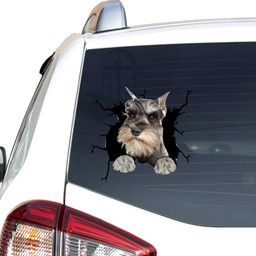 Schnauzer Crack Window Decal Custom 3d Car Decal Vinyl Aesthetic Decal Funny Stickers Cute Gift Ideas Ae11036 Car Vinyl Decal Sticker Window Decals, Peel and Stick Wall Decals