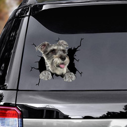 Schnauzer Crack Window Decal Custom 3d Car Decal Vinyl Aesthetic Decal Funny Stickers Cute Gift Ideas Ae11030 Car Vinyl Decal Sticker Window Decals, Peel and Stick Wall Decals