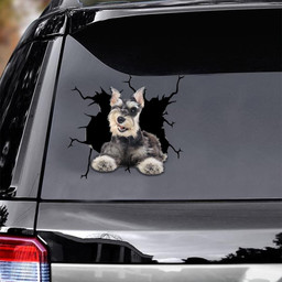 Schnauzer Crack Window Decal Custom 3d Car Decal Vinyl Aesthetic Decal Funny Stickers Cute Gift Ideas Ae11028 Car Vinyl Decal Sticker Window Decals, Peel and Stick Wall Decals