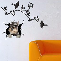 Schnauzer Crack Window Decal Custom 3d Car Decal Vinyl Aesthetic Decal Funny Stickers Cute Gift Ideas Ae11036 Car Vinyl Decal Sticker Window Decals, Peel and Stick Wall Decals