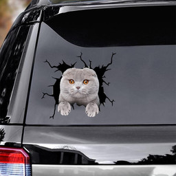 Scottish Fold Cat Crack Window Decal Custom 3d Car Decal Vinyl Aesthetic Decal Funny Stickers Home Decor Gift Ideas Car Vinyl Decal Sticker Window Decals, Peel and Stick Wall Decals