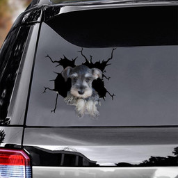 Schnauzer Crack Window Decal Custom 3d Car Decal Vinyl Aesthetic Decal Funny Stickers Cute Gift Ideas Ae11034 Car Vinyl Decal Sticker Window Decals, Peel and Stick Wall Decals
