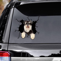 Schnauzer Crack Window Decal Custom 3d Car Decal Vinyl Aesthetic Decal Funny Stickers Cute Gift Ideas Ae11033 Car Vinyl Decal Sticker Window Decals, Peel and Stick Wall Decals
