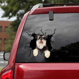 Schnauzer Crack Window Decal Custom 3d Car Decal Vinyl Aesthetic Decal Funny Stickers Cute Gift Ideas Ae11033 Car Vinyl Decal Sticker Window Decals, Peel and Stick Wall Decals 18x18IN 2PCS