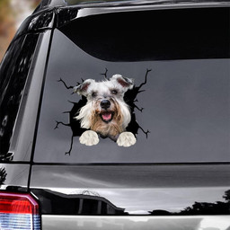 Schnauzer Crack Window Decal Custom 3d Car Decal Vinyl Aesthetic Decal Funny Stickers Cute Gift Ideas Ae11035 Car Vinyl Decal Sticker Window Decals, Peel and Stick Wall Decals