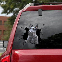 Scottish Terrier Dog Breeds Dogs Puppy Crack Window Decal Custom 3d Car Decal Vinyl Aesthetic Decal Funny Stickers Home Decor Gift Ideas Car Vinyl Decal Sticker Window Decals, Peel and Stick Wall Decals 18x18IN 2PCS