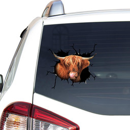 Scottish Highland Cow Crack Window Decal Custom 3d Car Decal Vinyl Aesthetic Decal Funny Stickers Home Decor Gift Ideas Car Vinyl Decal Sticker Window Decals, Peel and Stick Wall Decals