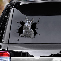Scottish Terrier Dog Breeds Dogs Puppy Crack Window Decal Custom 3d Car Decal Vinyl Aesthetic Decal Funny Stickers Home Decor Gift Ideas Car Vinyl Decal Sticker Window Decals, Peel and Stick Wall Decals