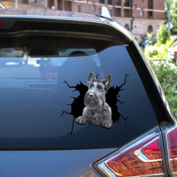 Scottish Terrier Dog Breeds Dogs Puppy Crack Window Decal Custom 3d Car Decal Vinyl Aesthetic Decal Funny Stickers Home Decor Gift Ideas Car Vinyl Decal Sticker Window Decals, Peel and Stick Wall Decals 12x12IN 2PCS