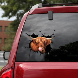 Scottish Highland Cow Crack Window Decal Custom 3d Car Decal Vinyl Aesthetic Decal Funny Stickers Home Decor Gift Ideas Car Vinyl Decal Sticker Window Decals, Peel and Stick Wall Decals 18x18IN 2PCS