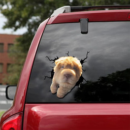 Shar Pei Crack Window Decal Custom 3d Car Decal Vinyl Aesthetic Decal Funny Stickers Cute Gift Ideas Ae11046 Car Vinyl Decal Sticker Window Decals, Peel and Stick Wall Decals 18x18IN 2PCS