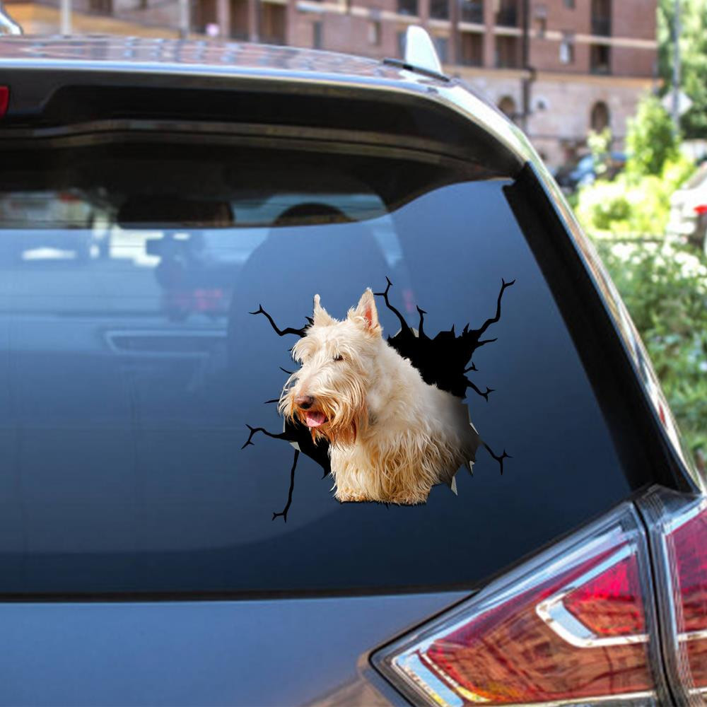 Scottish Terriers Crack Window Decal Custom 3d Car Decal Vinyl Aesthetic Decal Funny Stickers Home Decor Gift Ideas Car Vinyl Decal Sticker Window Decals, Peel and Stick Wall Decals 12x12IN 2PCS
