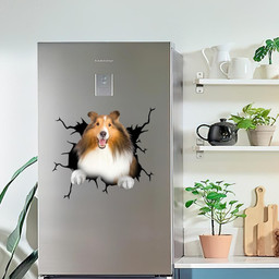 Shetland Sheepdog Crack Window Decal Custom 3d Car Decal Vinyl Aesthetic Decal Funny Stickers Cute Gift Ideas Ae11056 Car Vinyl Decal Sticker Window Decals, Peel and Stick Wall Decals