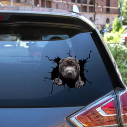 Shar Pei Crack Window Decal Custom 3d Car Decal Vinyl Aesthetic Decal Funny Stickers Home Decor Gift Ideas Car Vinyl Decal Sticker Window Decals, Peel and Stick Wall Decals 12x12IN 2PCS