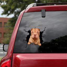 Shar Pei Crack Window Decal Custom 3d Car Decal Vinyl Aesthetic Decal Funny Stickers Home Decor Gift Ideas Car Vinyl Decal Sticker Window Decals, Peel and Stick Wall Decals 18x18IN 2PCS