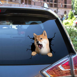 Shiba Inu Crack Window Decal Custom 3d Car Decal Vinyl Aesthetic Decal Funny Stickers Cute Gift Ideas Ae11064 Car Vinyl Decal Sticker Window Decals, Peel and Stick Wall Decals 12x12IN 2PCS