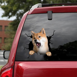 Shiba Inu Crack Window Decal Custom 3d Car Decal Vinyl Aesthetic Decal Funny Stickers Cute Gift Ideas Ae11064 Car Vinyl Decal Sticker Window Decals, Peel and Stick Wall Decals 18x18IN 2PCS