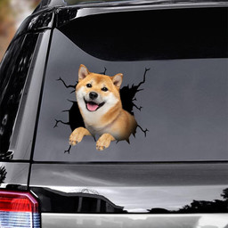 Shiba Inu Crack Window Decal Custom 3d Car Decal Vinyl Aesthetic Decal Funny Stickers Cute Gift Ideas Ae11062 Car Vinyl Decal Sticker Window Decals, Peel and Stick Wall Decals