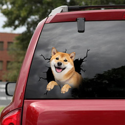Shiba Inu Crack Window Decal Custom 3d Car Decal Vinyl Aesthetic Decal Funny Stickers Cute Gift Ideas Ae11062 Car Vinyl Decal Sticker Window Decals, Peel and Stick Wall Decals 18x18IN 2PCS