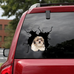 Shih Tzu Dog Breeds Dogs Crack Sticker Funny Christmas Car Vinyl Decal Sticker Window Decals, Peel and Stick Wall Decals 18x18IN 2PCS