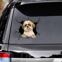 Shih Tzu Dog Breeds Dogs Decal Crack Cutest 60th Birthday Ideas Car Vinyl Decal Sticker Window Decals, Peel and Stick Wall Decals