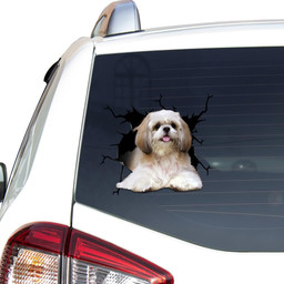 Shih Tzu Dog Breeds Dogs Puppy Crack Window Decal Custom 3d Car Decal Vinyl Aesthetic Decal Funny Stickers Cute Gift Ideas Ae11073 Car Vinyl Decal Sticker Window Decals, Peel and Stick Wall Decals
