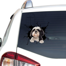 Shih Tzu Dog Breeds Dogs Puppy Crack Window Decal Custom 3d Car Decal Vinyl Aesthetic Decal Funny Stickers Cute Gift Ideas Ae11072 Car Vinyl Decal Sticker Window Decals, Peel and Stick Wall Decals
