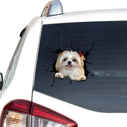 Shih Tzu Dog Breeds Dogs Puppy Crack Window Decal Custom 3d Car Decal Vinyl Aesthetic Decal Funny Stickers Cute Gift Ideas Ae11079 Car Vinyl Decal Sticker Window Decals, Peel and Stick Wall Decals