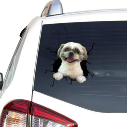 Shih Tzu Dog Breeds Dogs Puppy Crack Window Decal Custom 3d Car Decal Vinyl Aesthetic Decal Funny Stickers Cute Gift Ideas Ae11076 Car Vinyl Decal Sticker Window Decals, Peel and Stick Wall Decals