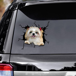 Shih Tzu Dog Breeds Dogs Puppy Crack Window Decal Custom 3d Car Decal Vinyl Aesthetic Decal Funny Stickers Cute Gift Ideas Ae11079 Car Vinyl Decal Sticker Window Decals, Peel and Stick Wall Decals