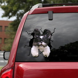 Shih Tzu Dog Breeds Dogs Puppy Crack Window Decal Custom 3d Car Decal Vinyl Aesthetic Decal Funny Stickers Cute Gift Ideas Ae11077 Car Vinyl Decal Sticker Window Decals, Peel and Stick Wall Decals 18x18IN 2PCS